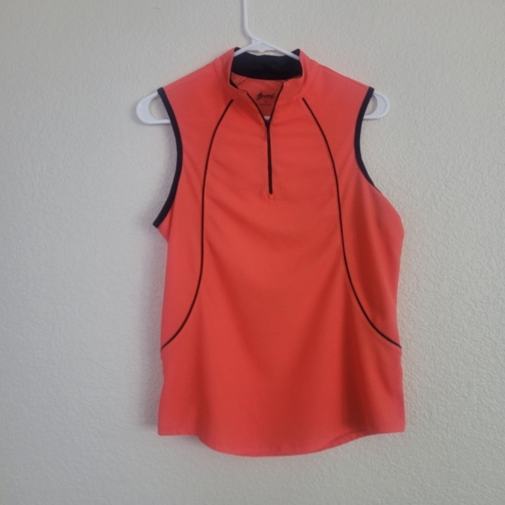 Swing Coral/Navy Blue Women's Gofl Top Quarter Zip (M)